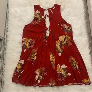 Free People Women’s Red Floral Lovely Day Tunic Dress
